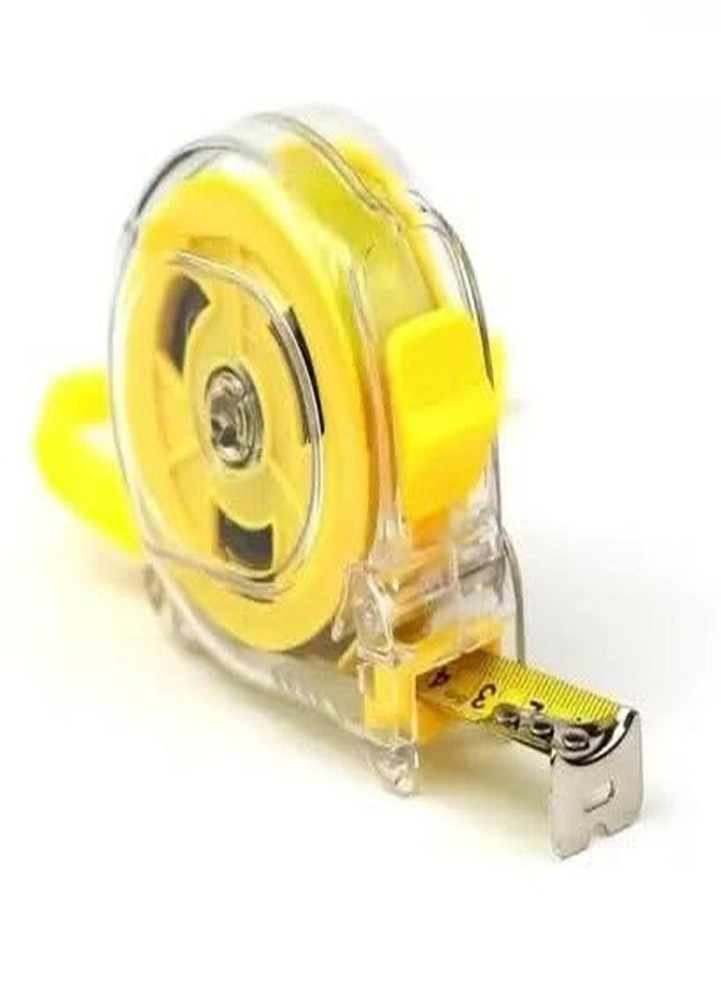 ISC Multifunction Yellow Case 3 Meter Mini Pocket Tape Ruler Measure Accuracy Steel Measuring Tape Transparent Yellow ABS Case (3 m) - Image 1